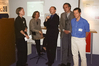 Virtual Design im Rahmen des Forum Mediale, Berlin 1999. V.l.n.r: Anna Elisa Heine (bildo akademie), Gisela Hüttinger, Thomas Born, Thomas Schmidt, Andreas Karpati (alle FHTW). Foto: Thomas Kemnitz